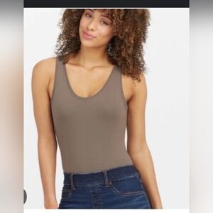 NWOT Spanx Tank Scoop Neck Bodysuit Brown Size Large